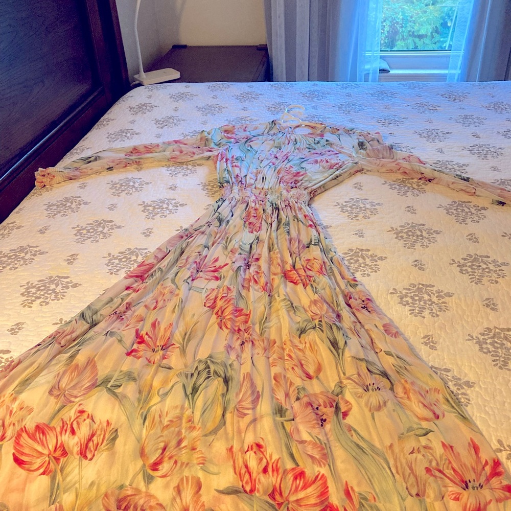 Zara long sleeve flower dress.size xs